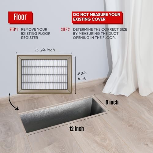 Fits 8x12 and 12x8 Duct Opening | Return Air Floor Grille by Handua | Walkable Vent Cover Grill for Floor | Brown | Heavy Duty Fixed Blades | Outer Dimensions: 9.75"W X 13.75"H by Handua - Used condition - Image 3