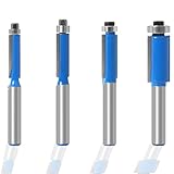 Bündigfräser 8mm Schaft, 4 Stück Bündigfräser Kugellager Oben Nutfräser Router Bits Für Holz,Fräser Set Für Oberfräse Top Bearing Flush Trim Bit Für Holzbearbeitungswerkzeuge Zum Schneiden, Trimmen