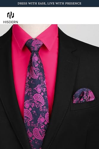 Image of HISDERN Mens Dress Shirt with Tie Pocket Square Set Classic Button Down Shirt Matching Tie Long Sleeve Shirts