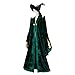 Womens Professor Costume and Hat Witch Cosplay Green Robe Cloak Halloween Wizard Outfit (Green, Large)