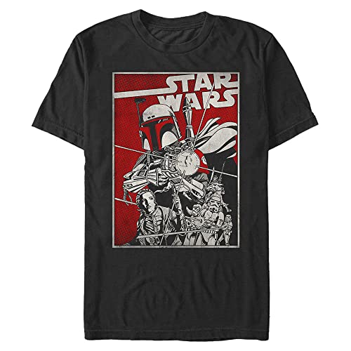 T-Shirt Star Wars Fett Comic Noir 5XL Coupe Ample Confort Homme Fort
