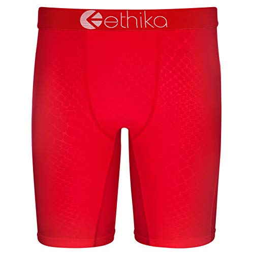 Ethika Men’s Boxer Brief, Knee Length, 4-Way Stretch Performance Underwear with Graphic Prints – Python Embossed (3 colors)