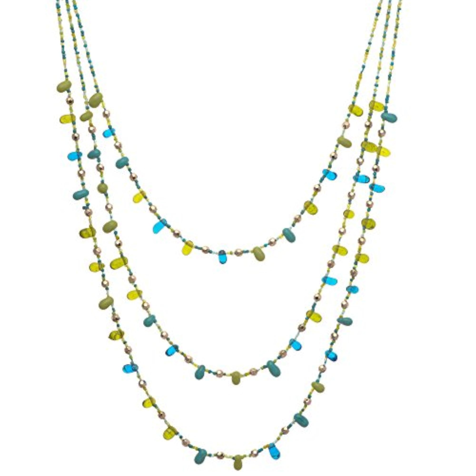 Multi-Strand Glass Necklace, Elegant Statement Piece