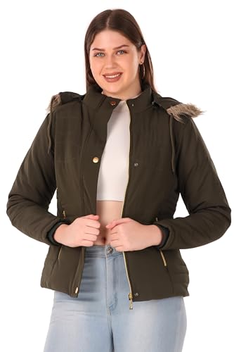 Image of Brazo Women's and Girls Puffer Regular Fit Bomber Jacket For Winter Wear | Hooded Neck | Full Sleeve | Zipper | Casual Jacket For Woman & Girl | Western Stylish Jacket For Women