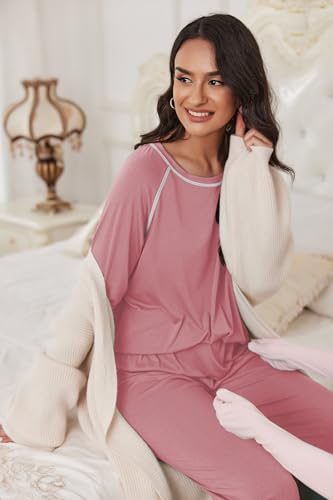 Image of Ekouaer Pajamas Set for Women Soft Comfy Pjs Sets Long Sleeve Sleepwear Loungewear S-XXL