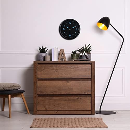 DIYZON Black Wall Clock Silent Non Ticking 10'' Quality Quartz Clock - Battery Operated - Easy to Read - Modern Design and Fashion Style - Suitable for Home/ School/ Decoration Clock