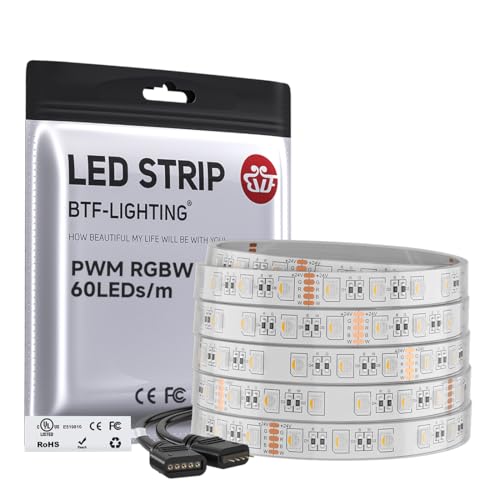 Image of BTF-LIGHTING RGBW LED Strip Warm White 16.4ft 60LED DC24V UL Listed IP67