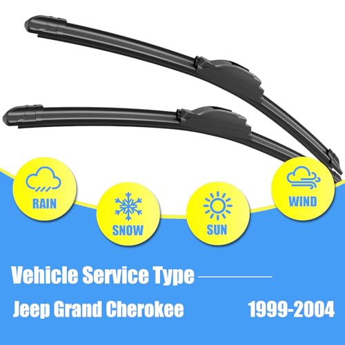 Image of Gavimnal Silicone Wiper Blades Replacement For Jeep Grand Cherokee 99-04 | 21 inch+21 inch Front & 11 inch Rear, All-Weather, Streak-Free, OE-fit, Quiet, Easy One-Click Install