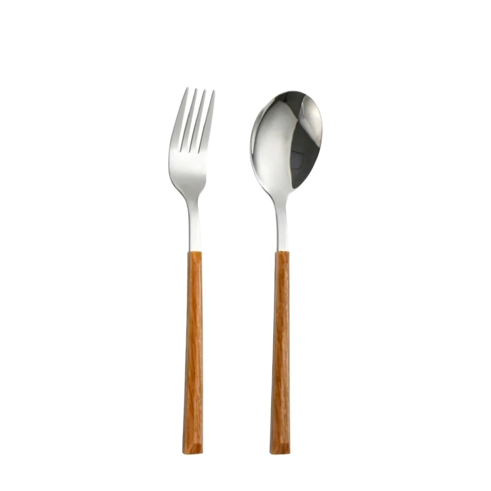 Wzptlkibad 2Pcs Stainless Steel Fork And Spoon With Imitation Wood Handle