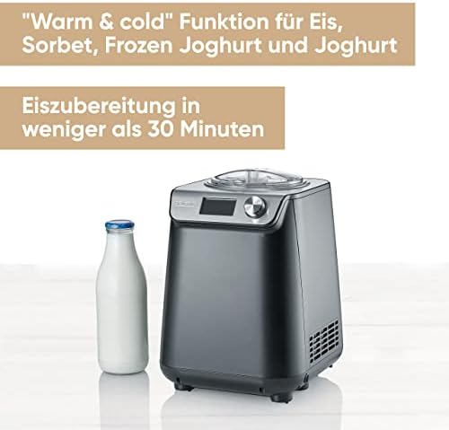 Bild 1 - Severin Kompakt Eismaschine & Joghurtbereiter, platzsparende Eismaschine mit Kompressor im Slim-Design, 2-in-1 Eisbereiter und Joghurtmaschine, EZ 7407
