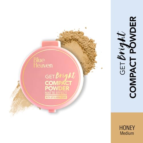 Image of Blue Heaven Get Bright Compact Powder For Women With SPF Sun Protection, All Skin Type, Non Sticky, Oil Free, Matte Finish Light Weight Formula, Honey,16 Grams
