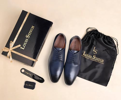Image of LOUIS STITCH Formal Derby Lace Up Shoes for Men | Handcrafted Italian Leather Mens Shoes (LSNRXPL)