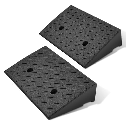 DNA Motoring 2pcs 4.3" Rise Rubber Curb Ramp Heavy Duty Load...