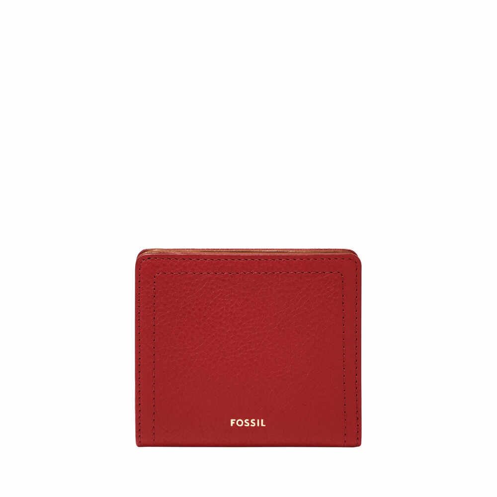Fossil Women's Logan Red Leather Bifold Wallet, SL7829611
