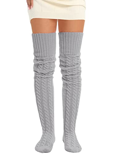 Image of Women's Thigh High Knitted Winter Boot Socks Vintage Extra Long Leg Warmer Over Knee High Stockings