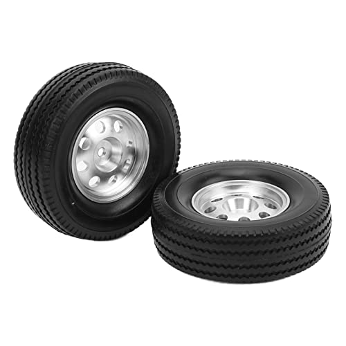 12mm Hex Hub Wheel Rims and Rubber Tires, Metal RC Car Tires Replacement for Dump Truck, Trailer, Container Truck 1/14 RC Car