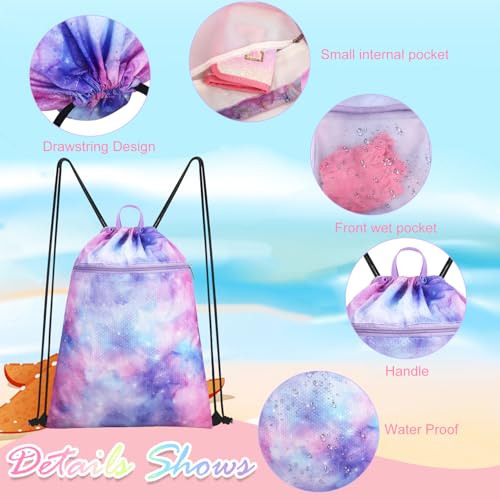 Drawstring Backpack for Kids - Girls Dance Bag,Sport Gym Beach Swim Travel Daypack With Two Water Bottle Holder2