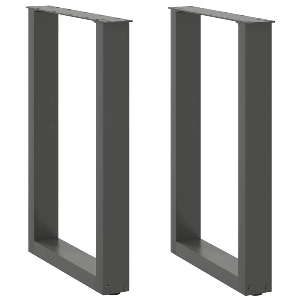 SXZenSpace Anthracite U-Shaped Dining Table Legs 50x73 cm Steel Desk Set of 2 Adjustable Kitchen Worktop Support for Modern Living Room Office Study