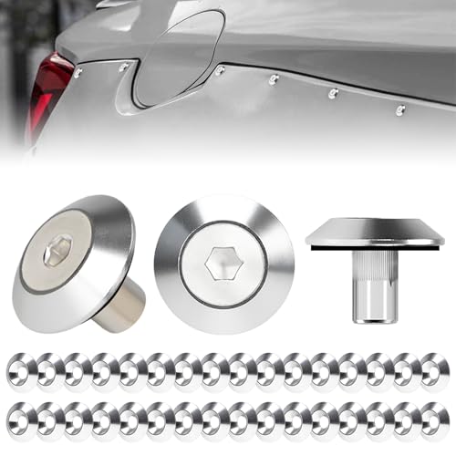 Shopauto M6 (18mm OD) Anodized Aluminum Tapered Washer 32-Set Hardware Kit for Fender Flares, Widebody Installation and Engine Bay Dress-Up (Silver)