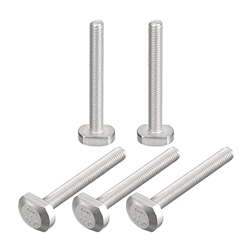 uxcell T-Slot Bolts, 5pcs M6x50mm T Slot Drop-in Stud Sliding Bolts 304 Stainless Steel T Shape Screws for T Track