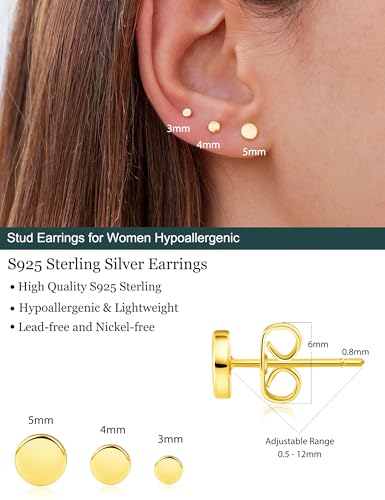 3 Pairs 14k Gold Stud Earrings for Women Hypoallergenic 925 Sterling Silver Post Dainty Silver Cartilage Tragus Earrings Stacks Set Trendy Small Diamond Heart Multiple Piercing Jewelry for Men4