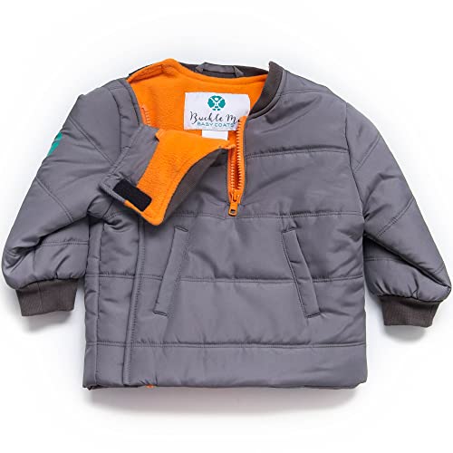 Buckle Me Baby Coats - Safer Car Seat Unisex Warm Winter Jacket/Quick Close Winter Coat - Grey Toasty - Infant 18 Months - As Seen On Shark Tank
