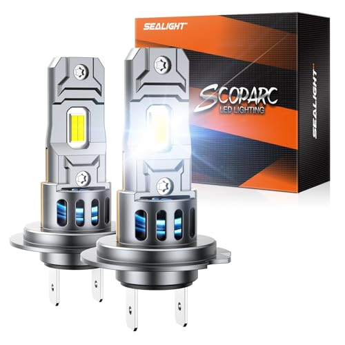 Image of SEALIGHT S2S H7 Light Bulbs Combo, 40,000LM Super Brighter, 6500K Pure White H7 LED Fog Bulbs, 60K+ Hours Lifespan, Replacement Shift Light Gauges, 2-Pack for Powersports /ATV Lamps