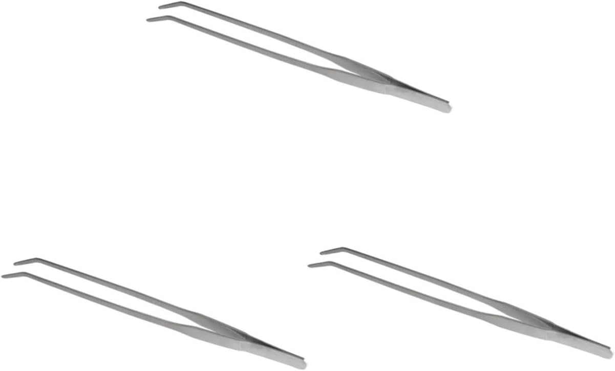 NOLITOY 3pcs Curved Tip Stainless Steel for Aquatic Plants Ergonomic Fish Tank Plant Tongs Blades Resistant Tool for Aquarists