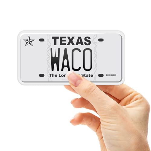 Texas License Plate Decal - Choose from 50+ TX Cities - Texas Bumper Sticker for Car - Houston Austin Dallas San Antonio Decals for Hydroflask Water Bottle (Waco)
