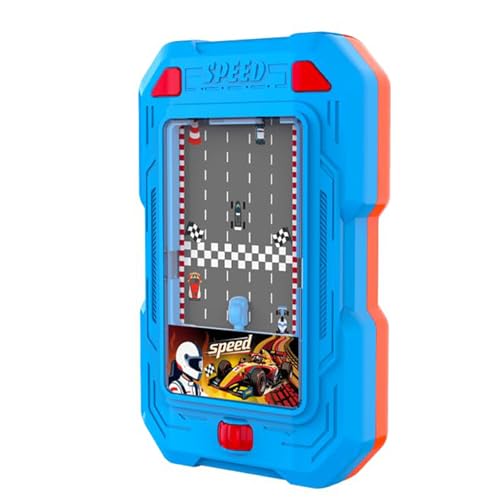 Portable Handheld Racing Car Game - Dual Player Mode Interactive Racing Toy with Realistic Steering Wheel, Ideal Family Bonding Activity & Educational Gift for Kids Ages 6-12 (Blue)
