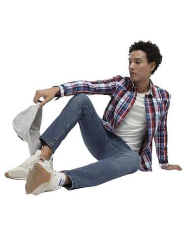 Image of Jack & Jones Men Mid Rise Slim Fit Light Fade Comfort Stretchable Jeans