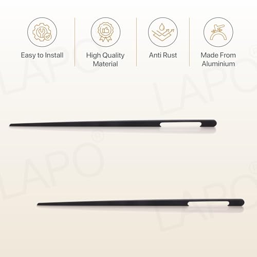 Image of LAPO 36 Inch Pull Handles for Storage Drawers and Cupboard Doors, Ideal for Office Drawers, Neat Hold Pattern, Scratch Resistant Coating, Hole to Hole Size 86.5 cm, Easy Install (Black, Pack of 4)