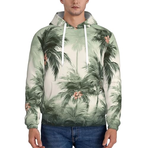 Men's Fleece Pullover Hoodie Long Sleeve Hooded Tropical Palm Trees Sweatshirt Casual Shirts With Pockets2