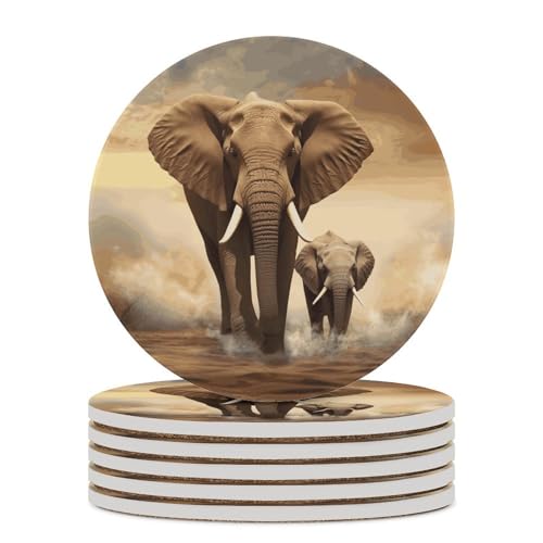 Dessous de verre absorbants éléphant en céramique et liège - 2