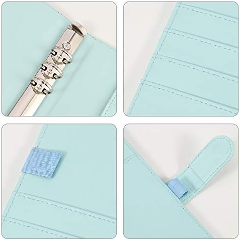 falllea A5 PU Leather Ring Binder, Refillable 6 Round Ring Binder Cover, Business Notebook Binder Notepad and Meeting Notebook, Travel Writing Notebook Diary Binder Cover(Blue)