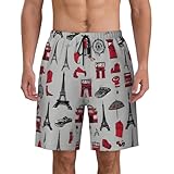 quopvn French Fashion Model Ferrets Print Men's Beach Pants Lightweight Quick-Dry Swim Pants with Mesh Lining for Men Black