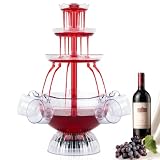 Drepint 3-stufiger Partybrunnen, 4L Trinkbrunnen mit LED Beleuchteter, Saft Und Weinbrunnen mit 5 Bechern, Klarer Getränkebrunnen Springbrunnen für Trinkspiele/Bar/Geburtstagsfeiern/Home Party