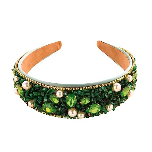 MUQINGWAN Ladies Fashion Headband - Rhinestone Decoration Candy Color Party Accessories Jewelry, Green, One Size, 1, 0.18 Pounds