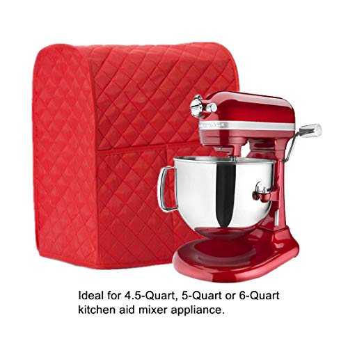 Kitchen Mixer Cover, Hanhan Leather Stand Mixer Cover Organizer Bag Gadget Tool with Diamond Collection for Kitchen Mixer to Keep Clean and Safe (Red)