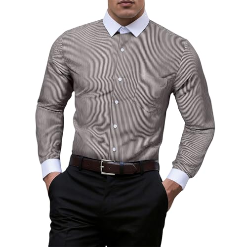 Chemise rayée manches longues homme ajustée business bureau avec poche avant