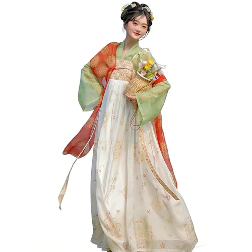 Robe rouge et verte style dynastie Tang pour costume traditionnel chinois