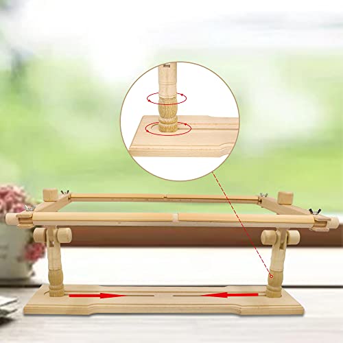 Adjustable Embroidery Stand - Guofa Embroidery Hoop Stand Beech Wood Embroidery Frame Rotated Cross Stitch Stand Embroidery Hoop Holder for Stitching Sewing Craft