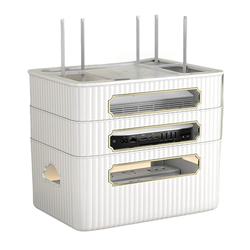 Ele - Armario para enrutador WiFi - Caja de cubierta para módem y enrutador, estante de cables, nizer Slish para el hogar y la oficina - Oculta cables y mejora la decoración