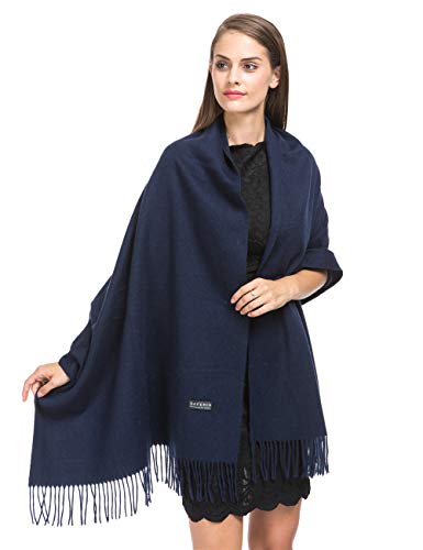 Cashmere Wrap Shawl for Women Cold Winter (79" X 28") Men Solid Lambswool Pashmina Scarf Evening Party Accessories with Gift Box (ZZZ-Solid Navy)