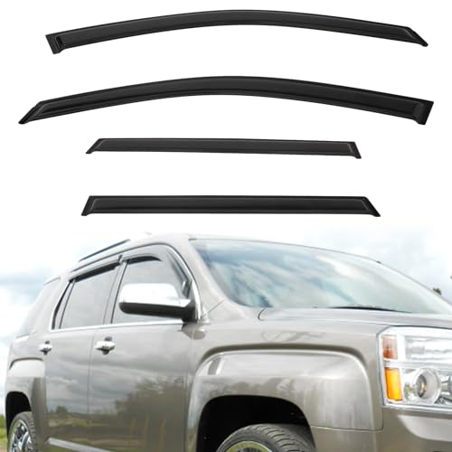 PLDDE 4pcs Out-Channel Smoke Tint Rain Guard Compatible with 2010-2017 Terrain Tape-On Vent Deflector Window Visors Car Accessories