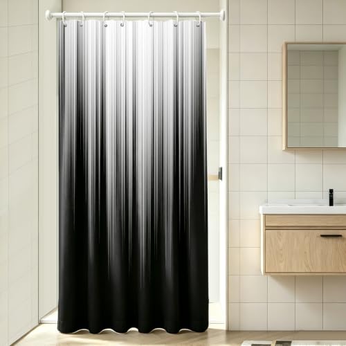 Image of AAtter Black White Gothic Shower Curtain, Small Stall 36x72 Inch, 7 Hooks