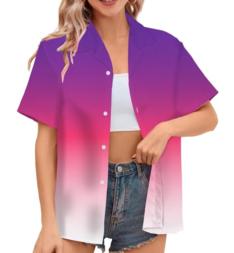 Image of SANGTREE Girls & Women's Hawaiian Shirts Button Down Short Sleeve Floral Tropical Shirt Beach Vacation Blouse Tops