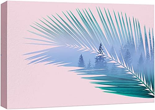 SIGNFORD Canvas Print Wall Art Double Exposure Palm Leaf & Forest ...