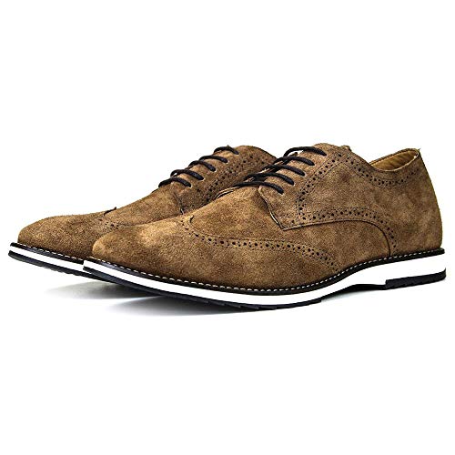 Sapato Casual Brogue Premium Couro Camurça Confort Social Mr Light cor:Bronze;Tamanho:43