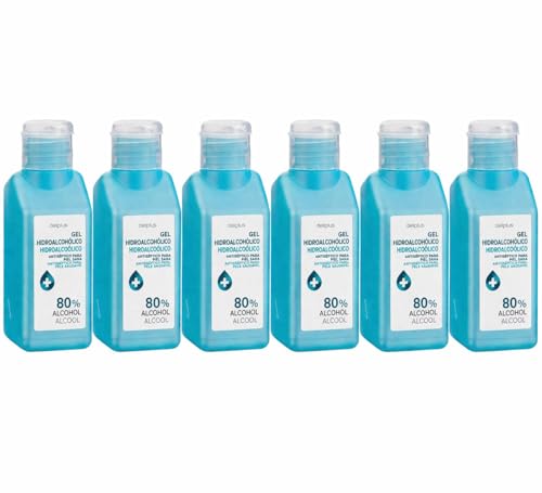 Pack Ahorro 6x Gel Hidroalcohólico 75ml Dliplus - Desinfectante de Manos con Alcohol al 80% | Suministro Familiar Semanal, Sin Aclarado.